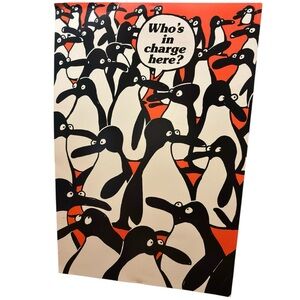VTG Penquins Marching Poster “Who’s in Charge Here?”  14X21” EUC
